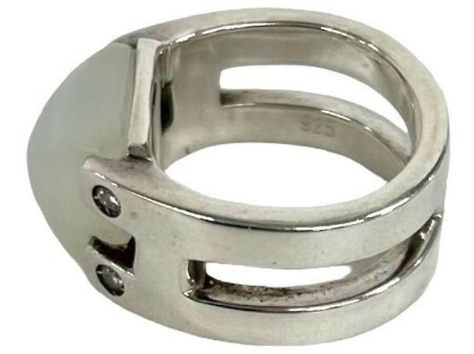 Ring Hermès Anel Faixa Hermes Medor Prata Branco - vista 4