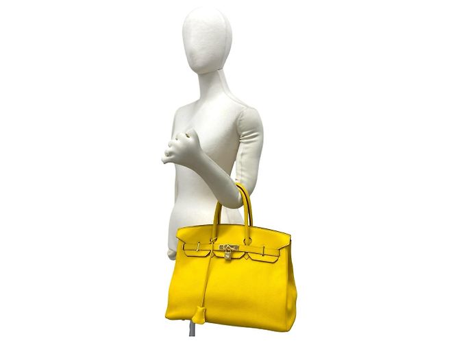 Hermès Borsa Hermes Birkin 35 in pelle Taurillon Clemence gialla Giallo - vista 2