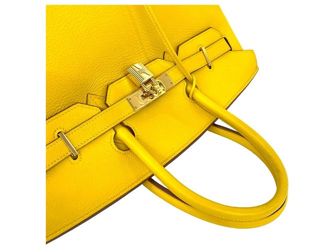 Hermès Borsa Hermes Birkin 35 in pelle Taurillon Clemence gialla Giallo - vista 4
