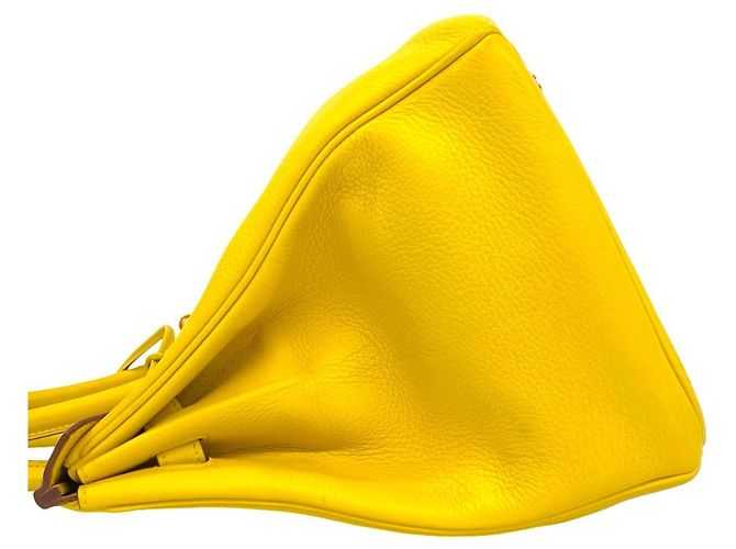 Hermès Borsa Hermes Birkin 35 in pelle Taurillon Clemence gialla Giallo - vista 5