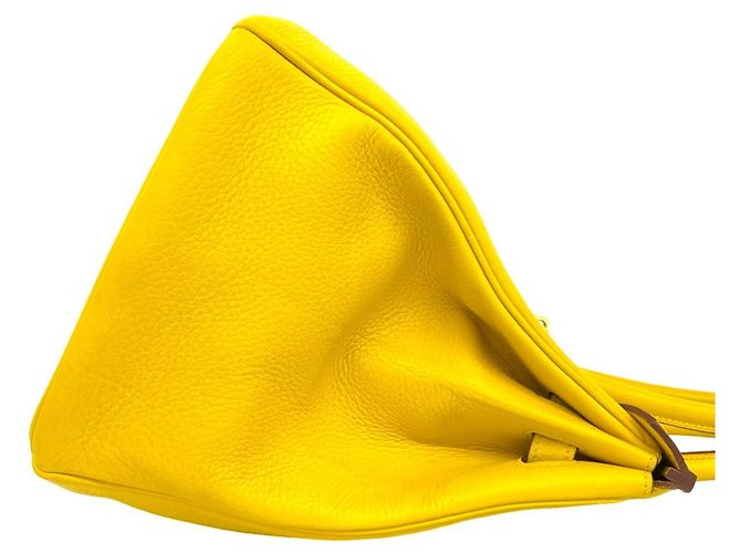 Hermès Borsa Hermes Birkin 35 in pelle Taurillon Clemence gialla Giallo - vista 6