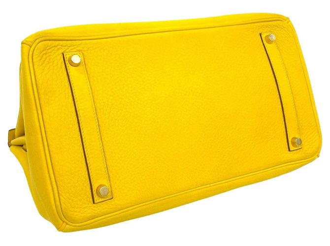Hermès Borsa Hermes Birkin 35 in pelle Taurillon Clemence gialla Giallo - vista 7