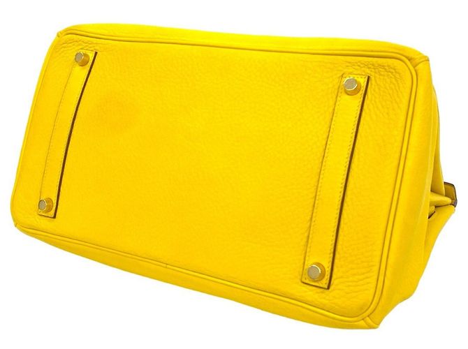 Hermès Borsa Hermes Birkin 35 in pelle Taurillon Clemence gialla Giallo - vista 8