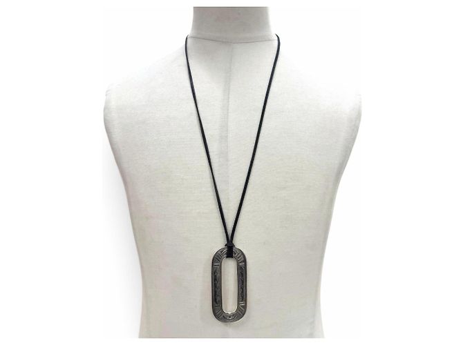 Hermès Collar de cuero HERMES Touareg AG925 Negro Plata - vista 2