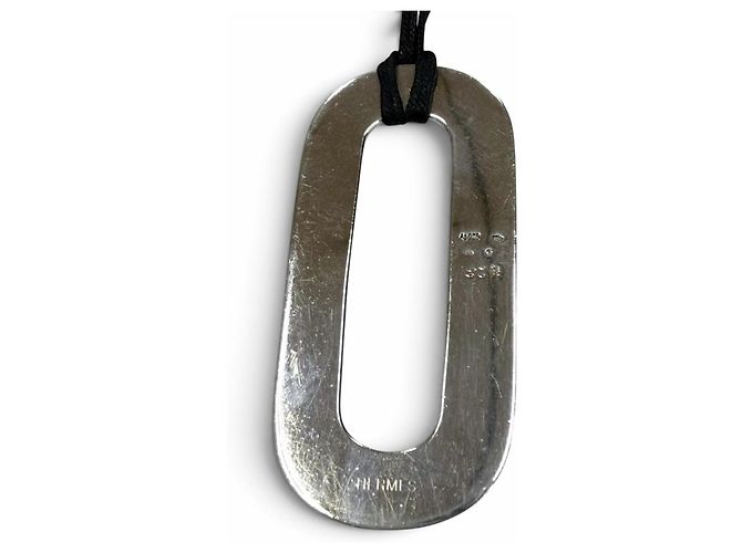 Hermès Collar de cuero HERMES Touareg AG925 Negro Plata - vista 4
