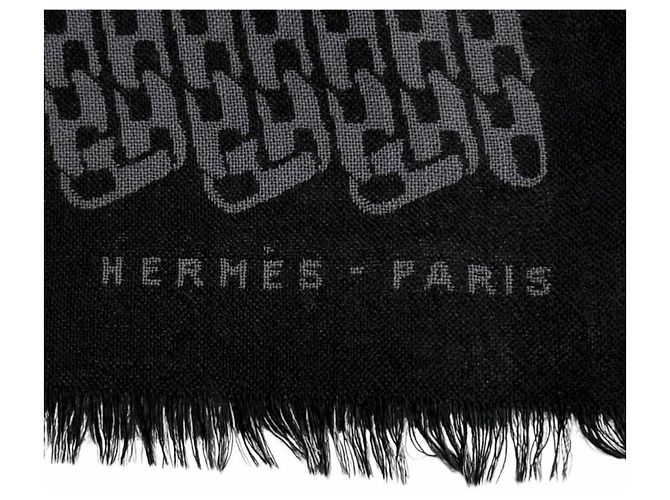 Hermès Estola HERMES de mezcla de cachemira y seda Castaño Negro - vista 10