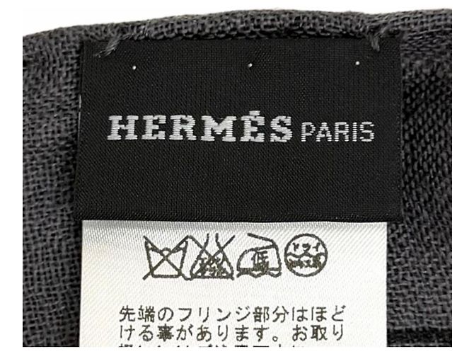Hermès Estola HERMES de mezcla de cachemira y seda Castaño Negro - vista 11