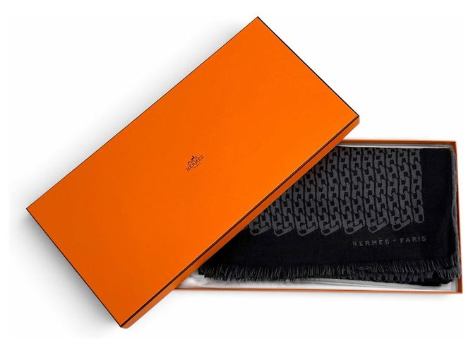 Hermès Estola HERMES de mezcla de cachemira y seda Castaño Negro - vista 2