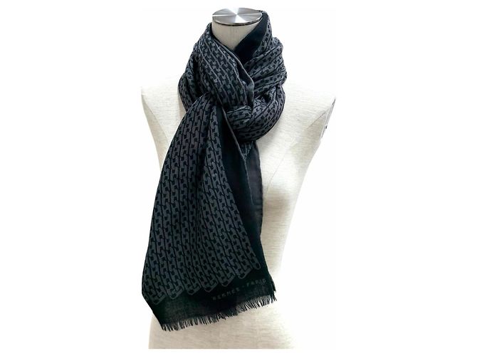 Hermès Estola HERMES de mezcla de cachemira y seda Castaño Negro - vista 6