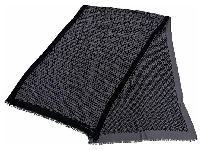 Hermès Estola HERMES de mezcla de cachemira y seda Castaño Negro - vista 7