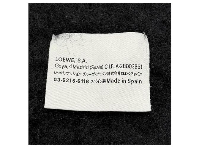 Stola Loewe in misto lana mohair nera Nero - vista 8