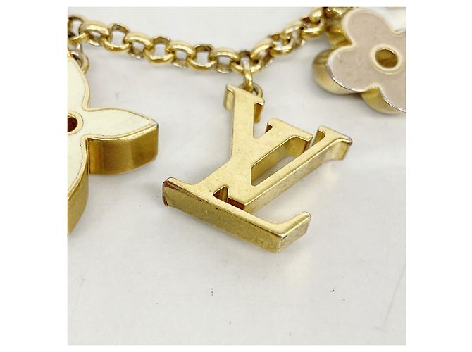 Louis Vuitton Schlüsselanhänger Charm Chain Fleur de Monogram Beige Golden - Ansicht 6