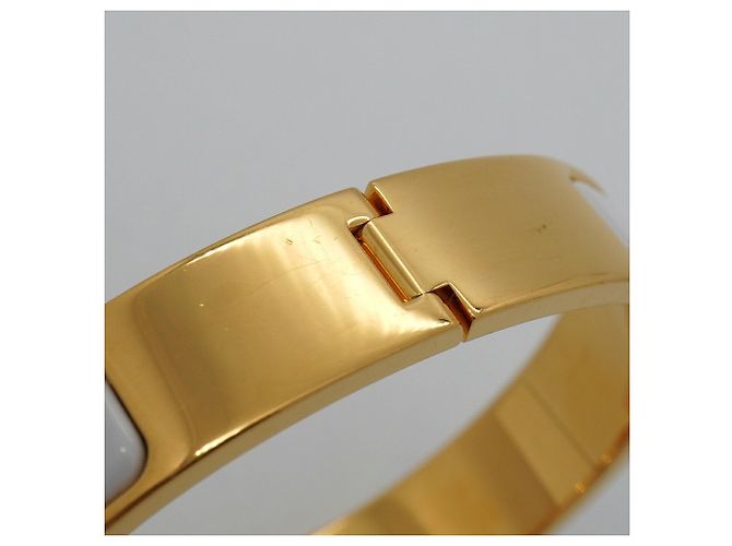 Bracciale Hermès Clic Clac PM in Oro e Bianco D'oro - vista 7