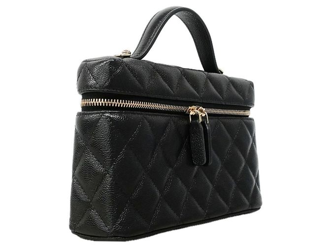 Borsa Vanity Chanel in pelle di vitello martellata nera Nero - vista 2