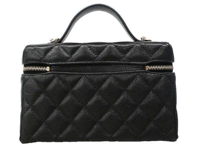 Borsa Vanity Chanel in pelle di vitello martellata nera Nero - vista 9