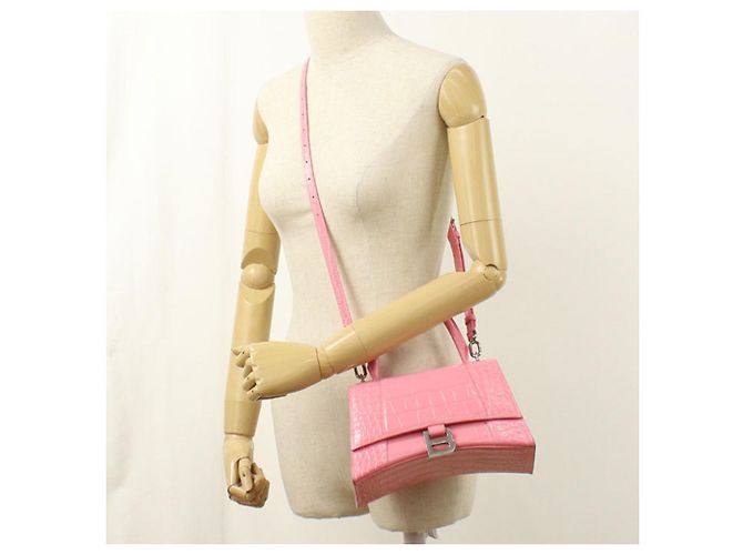 Borsa Balenciaga Small Hourglass in rosa - vista 8