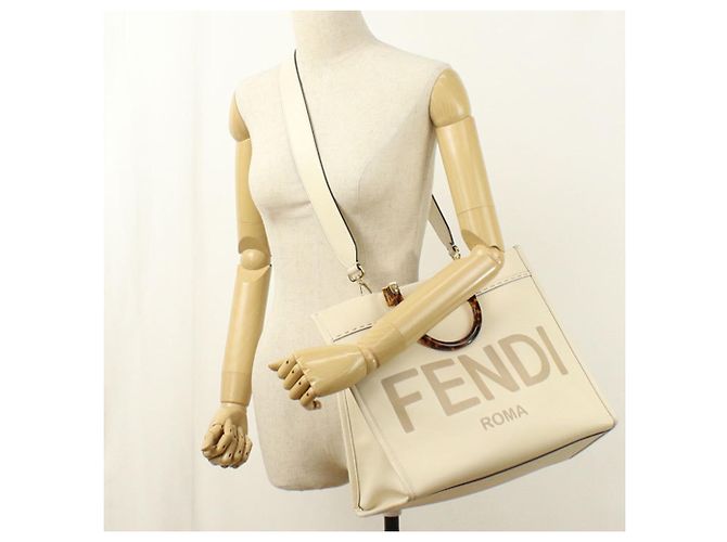 Borsa Tote Fendi Sunshine Medium Bianco - vista 10