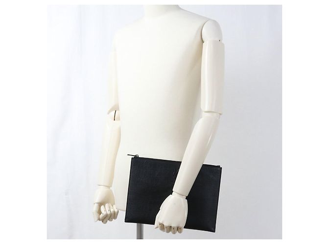 Autre Marque Clutch Saint Laurent in pelle goffrata nera Nero - vista 10