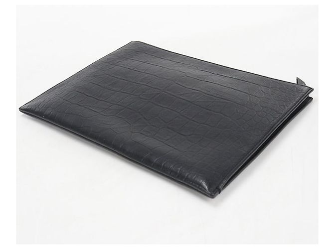 Autre Marque Clutch Saint Laurent in pelle goffrata nera Nero - vista 2