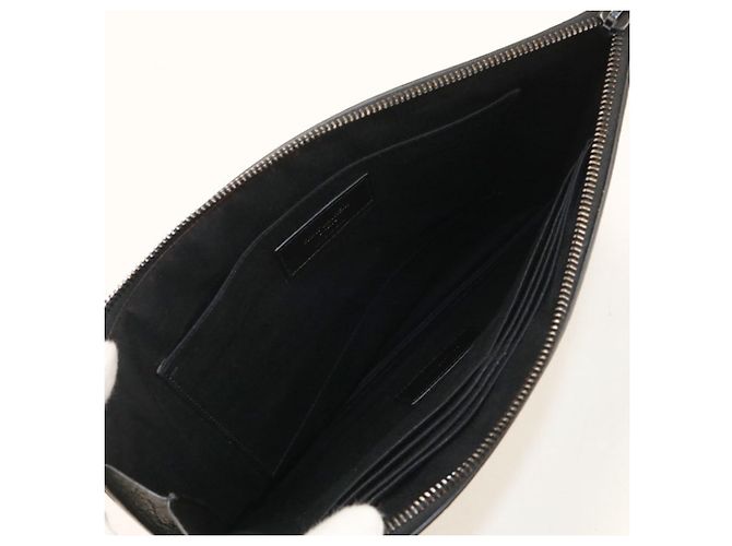 Autre Marque Clutch Saint Laurent in pelle goffrata nera Nero - vista 3