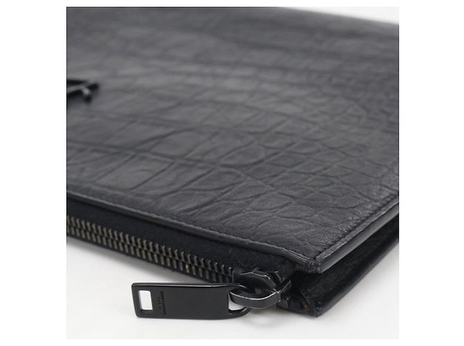 Autre Marque Clutch Saint Laurent in pelle goffrata nera Nero - vista 6