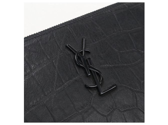 Autre Marque Clutch Saint Laurent in pelle goffrata nera Nero - vista 8