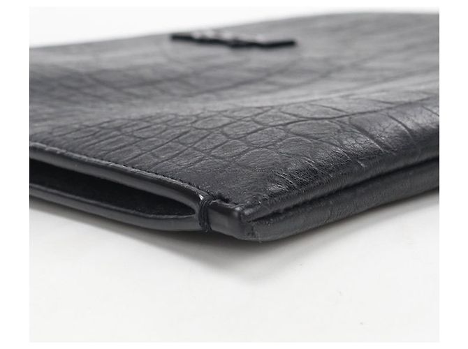 Autre Marque Clutch Saint Laurent in pelle goffrata nera Nero - vista 9