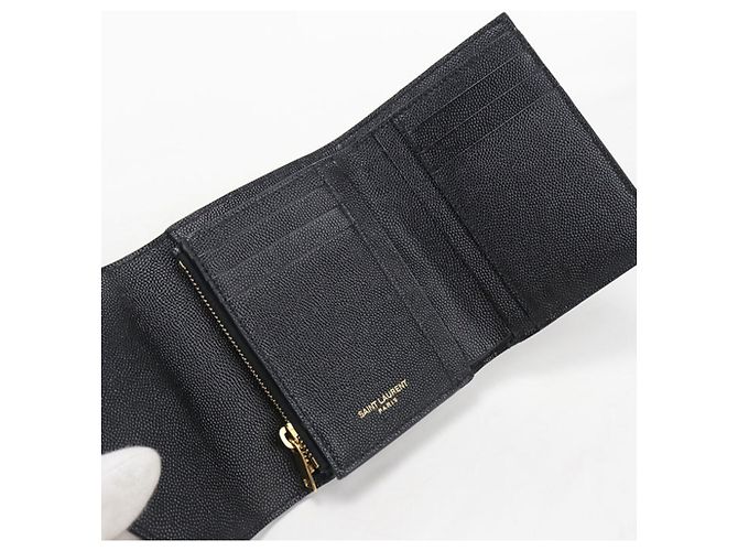 Autre Marque Saint Laurent Tri-fold Geldbörse Schwarz - Ansicht 3