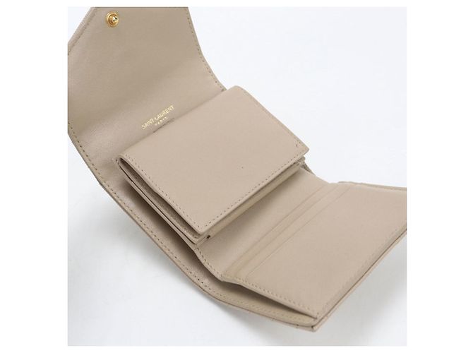 Autre Marque Cartera tri-fold Saint Laurent Beige - vista 3