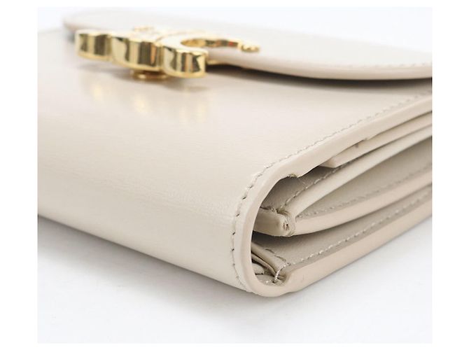 Céline Carteira Tri-fold Celine em Bege - vista 7