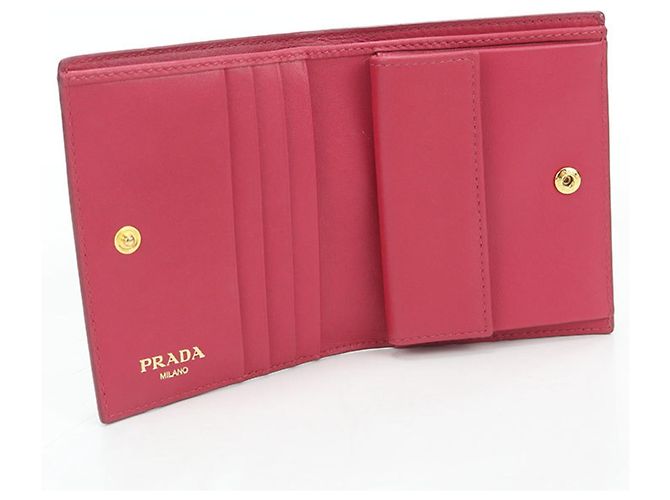 Carteira Bi-fold Prada Rosa de Couro 1MV204 - vista 3