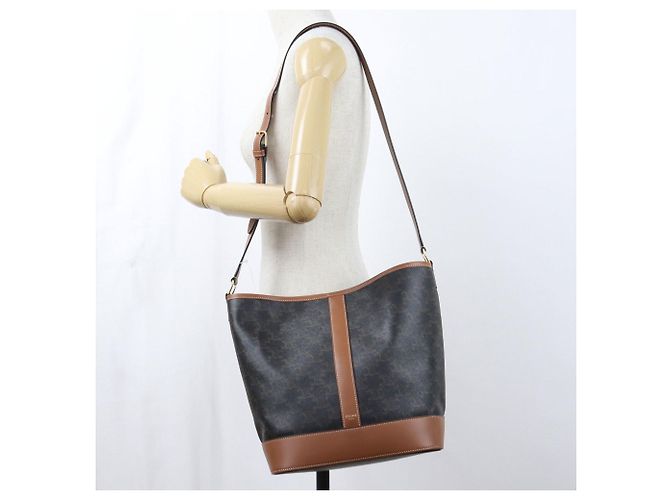Céline Bolsa de ombro Celine em couro marrom - vista 6