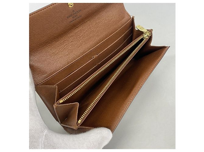 Louis Vuitton Monogram Pochette Portemonnaie Credit Long Wallet Marrone - vista 3