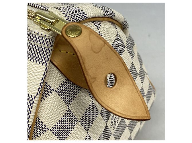 Borsa Louis Vuitton Damier Azur Speedy 25 Bianco - vista 7
