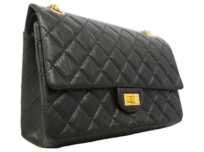 Borsa a tracolla Chanel 2.55 in vitello nero - vista 2