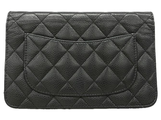 Portafoglio/Borsa a tracolla Chanel in pelle caviar matelassé Nero - vista 9