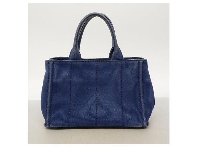 Borsa Tote Prada Canapa Canvas in blu - vista 12
