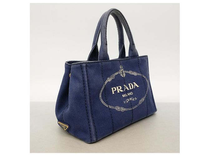Borsa Tote Prada Canapa Canvas in blu - vista 2