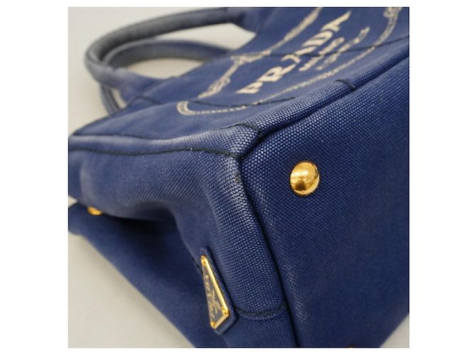 Borsa Tote Prada Canapa Canvas in blu - vista 6