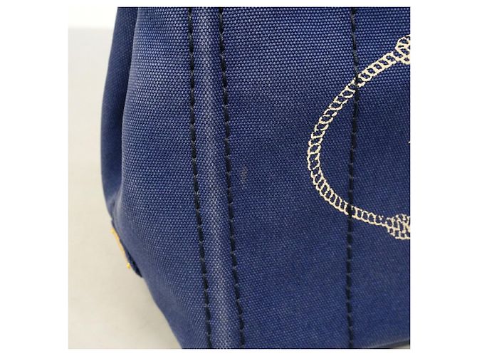 Borsa Tote Prada Canapa Canvas in blu - vista 7