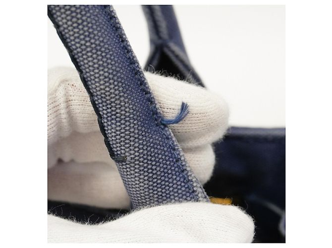 Borsa Tote Prada Canapa Canvas in blu - vista 8