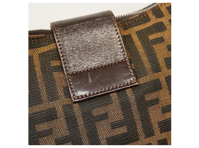 Borsa a tracolla Fendi Zucca in nylon e canvas Marrone - vista 7