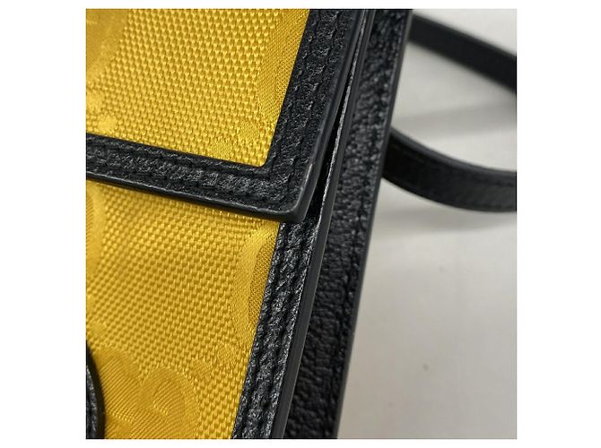 Borsa a tracolla Gucci Jumbo GG Nero Giallo - vista 7