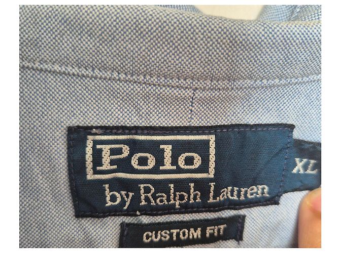 Camicia Polo Ralph Lauren Custom Fit in Cotone Azzurro con Ricamo Bleecker Lion Blu - vista 3