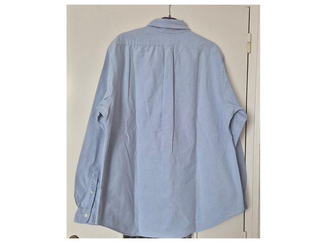 Camicia Polo Ralph Lauren Custom Fit in Cotone Azzurro con Ricamo Bleecker Lion Blu - vista 7