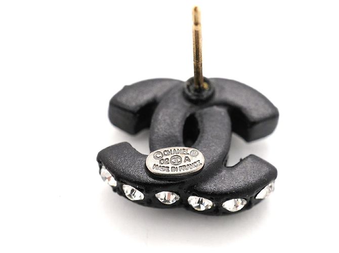 Chanel Coco Mark Stecker-Ohrringe Schwarz Silber - Ansicht 4