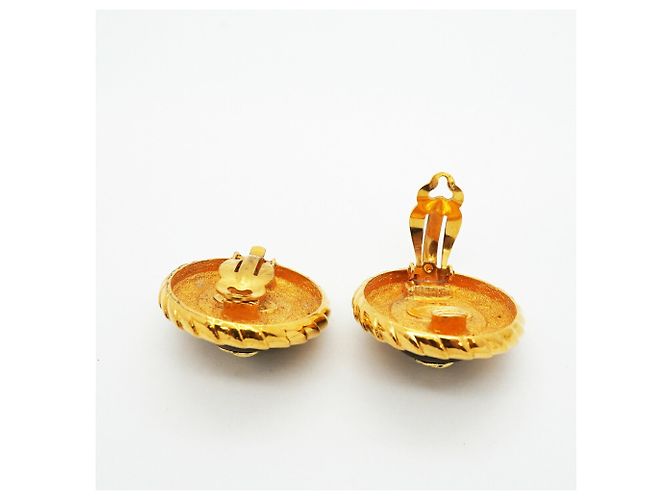 Pendientes de clip Chanel con ojo de tigre Castaño Dorado - vista 3
