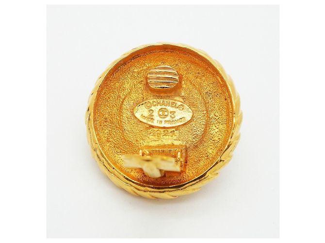 Pendientes de clip Chanel con ojo de tigre Castaño Dorado - vista 4