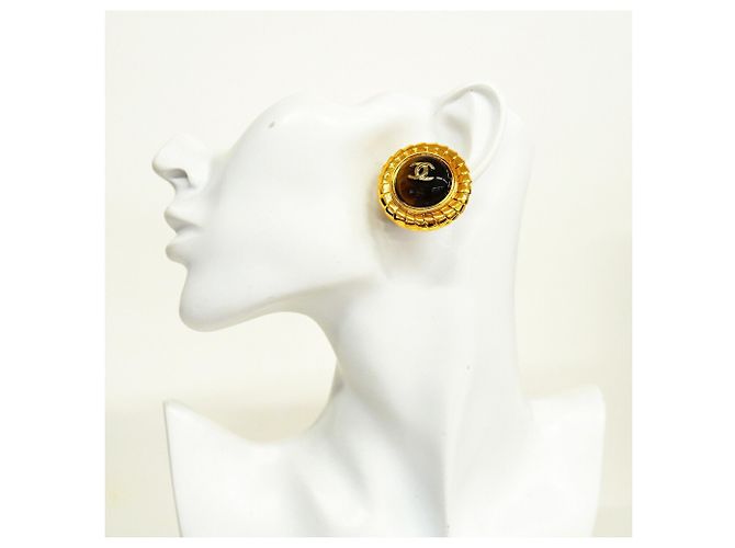 Pendientes de clip Chanel con ojo de tigre Castaño Dorado - vista 5