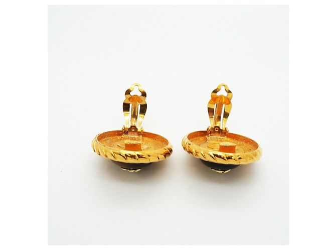Pendientes de clip Chanel con ojo de tigre Castaño Dorado - vista 7